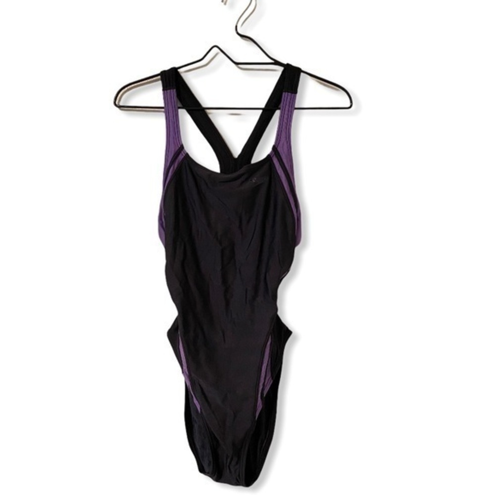 Speedo purple and black racer back swimsuit